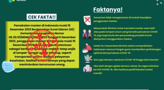 Cek Fakta Surat Edaran Kementrian Kesehatan RI. (Foto: Kemenkes RI)